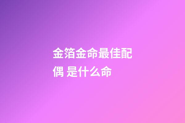 金箔金命最佳配偶 是什么命